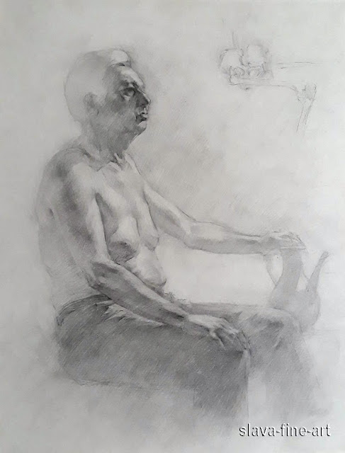 4 fine arts, torso of nude model, nude man, pencil drawing, pencil on paper, pencil sketch, slava-fine-art, study drawing, 
