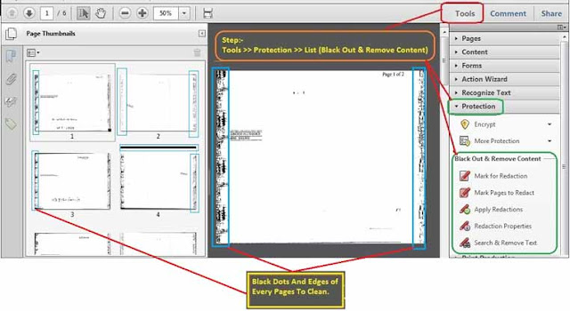 Redaction process to clean pdf