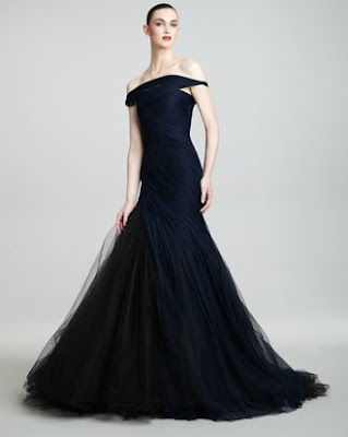 Off-the-Shoulder Tulle Trumpet Gown 