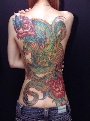 Japanese Dragon Tattoos on Sexy Back Girl