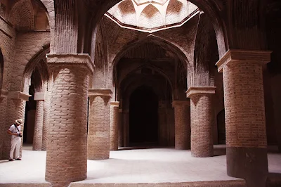 The brick columns in Jaame mosque of Isfahan.