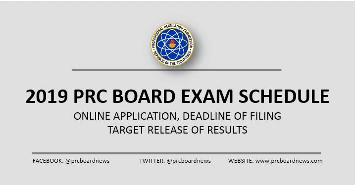 LIST: 2019 PRC board exam schedule, online application, deadline of filing and release of results