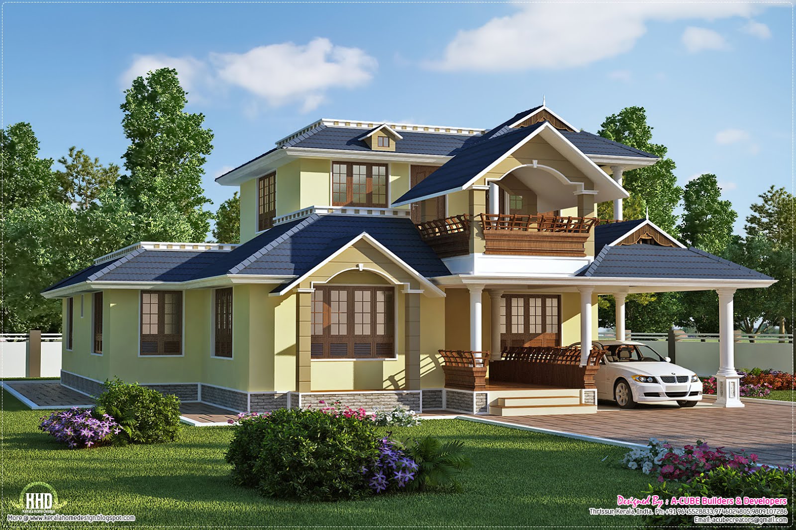 Beautiful sloping roof  villa plan  Kerala home  design  and 