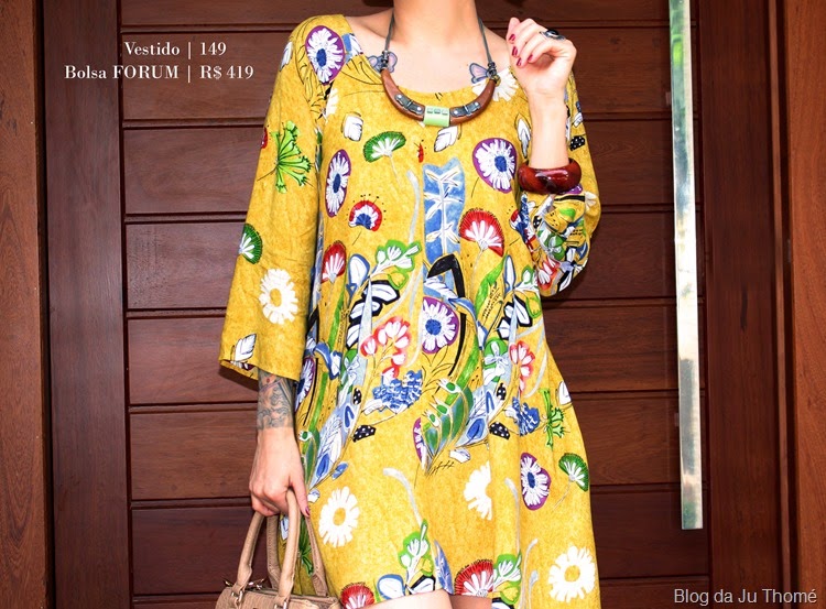 LOOK DRESS VESTIDO AMARELO BOLSA FORUM1