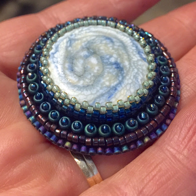 bead embroidery, glass cab, glass addictions, jen cameron, seed beads