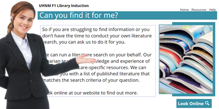 screen-shot from the induction explaining the literature search service