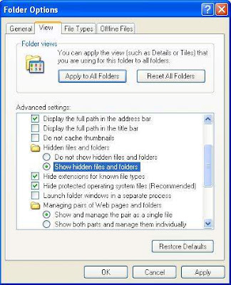 Show Hidden Files and Folders Option