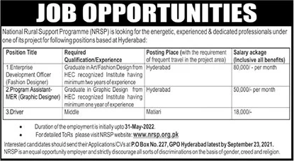 National Rural Support Program NRSP Jobs 2021