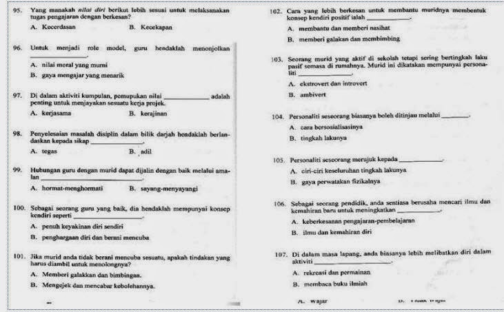 Contoh Soalan Ujian Kelayakan Calon Guru (UKCG)