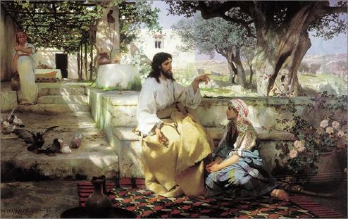 Η Μαρία καθισμένη  «παρά τους πόδας του Ιησού»