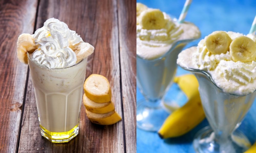 Banana shake recipe without ice cream / with ice cream