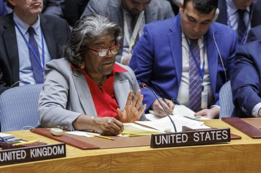 A embaixadora americana na ONU, Linda Thomas-Greenfield, apresentou a proposta nesta terça (4) | Foto: EFE/EPA/SARAH YENESEL