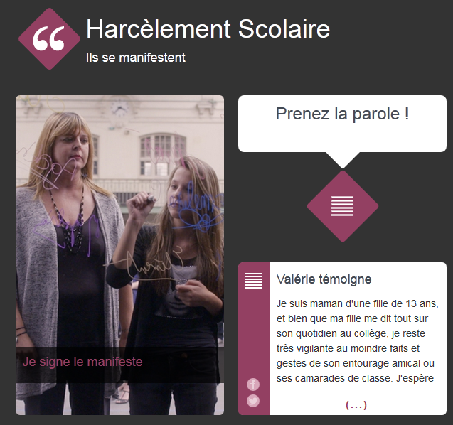 http://www.francetv.fr/temoignages/harcelement-scolaire/