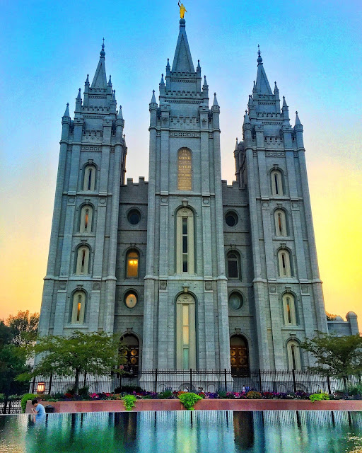 Salt Lake City LDS Temple at sunset