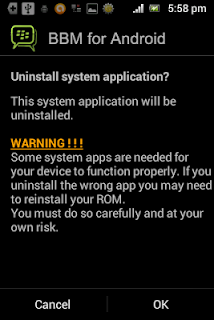 Uninstall aplikasi bawaan Android