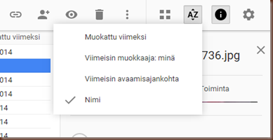 Google Driven tiedostolistauksen järjestysvaihtoehdot ovat turhan vajavaiset