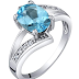 14K White Gold Diamond and Genuine or Created Gemstone Solitaire Bypass Oval Ring Sizes 5 to 9