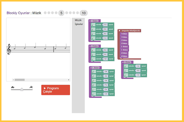 Blockly Games Müzik Çözümleri 5. Bölüm