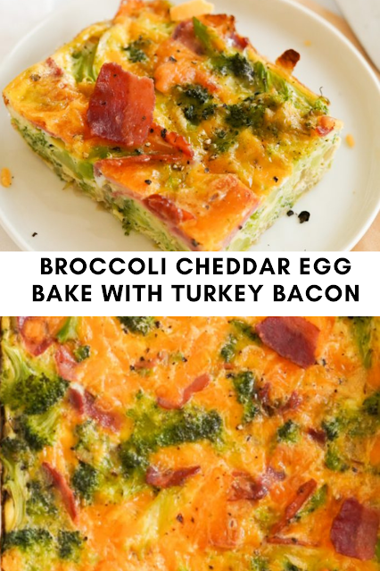 BROCCOLI CHEDDAR EGG BAKE WITH TURKEY BACON