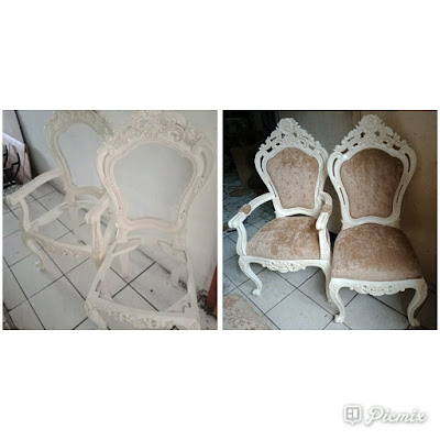 Covering and putting foam on the Dining Chairs 