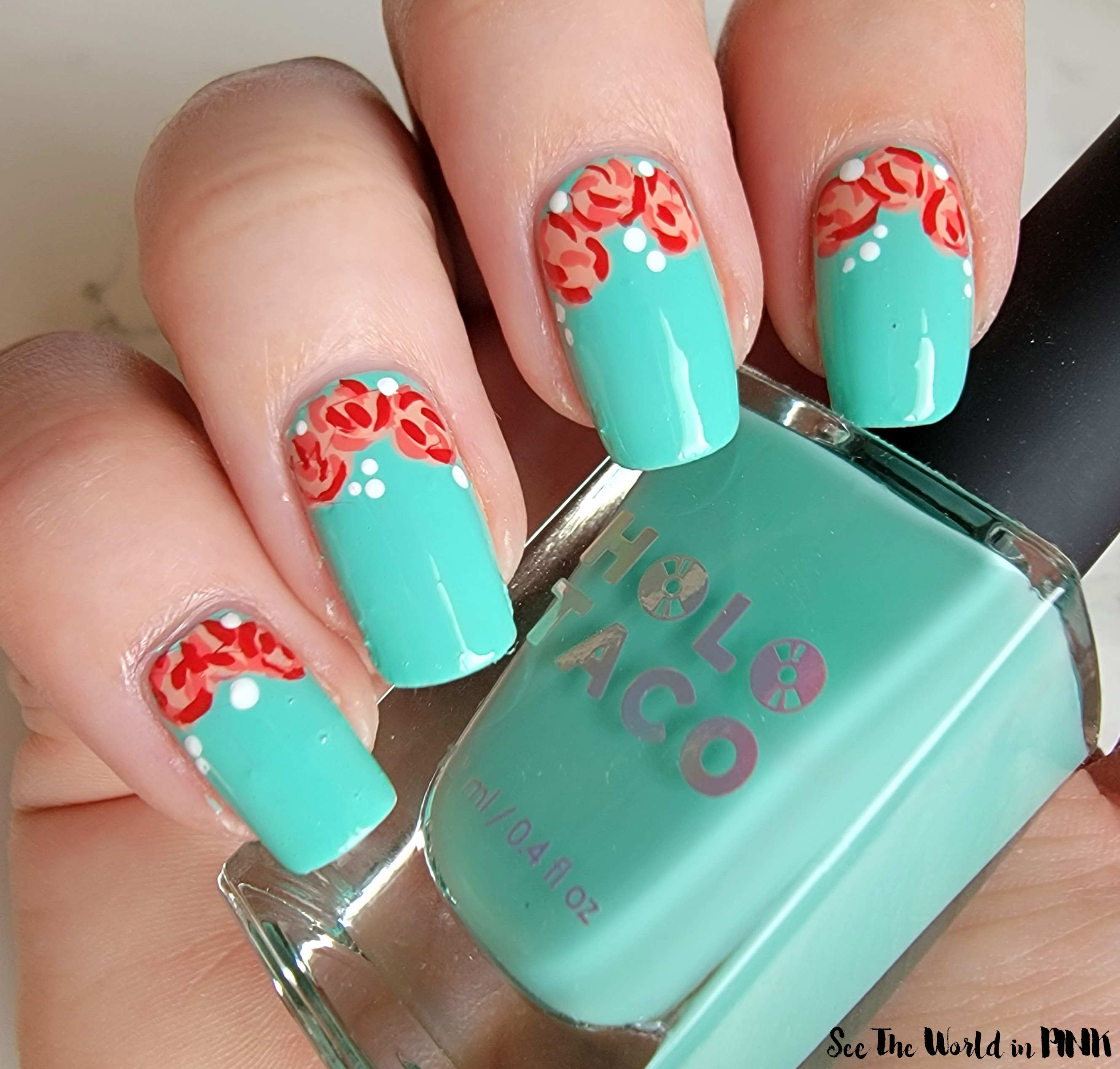 Manicure Monday - Spring Floral Rose Nail Art