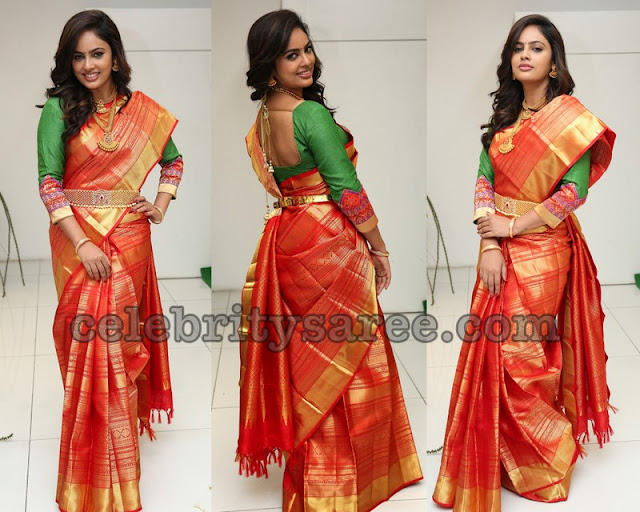 Nandita Swetha Red Traditional Saree