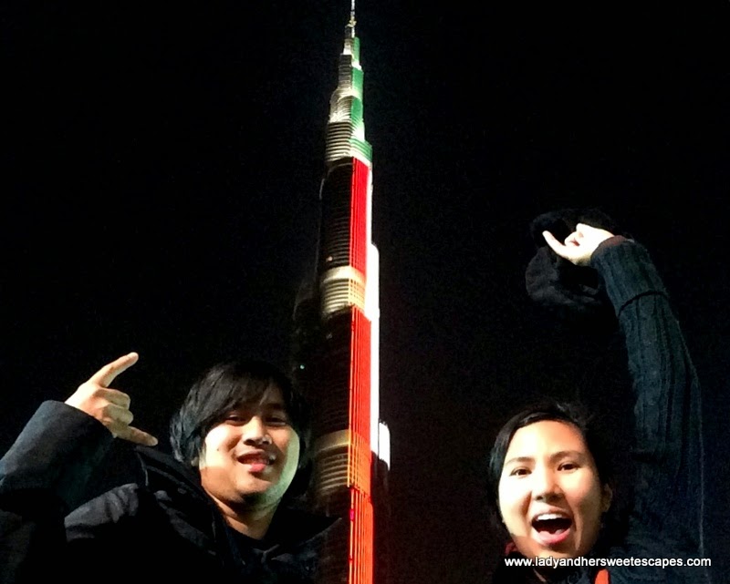 Ed and Lady and the LED display of Burj Khalifa
