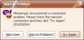 yahoo messennger error