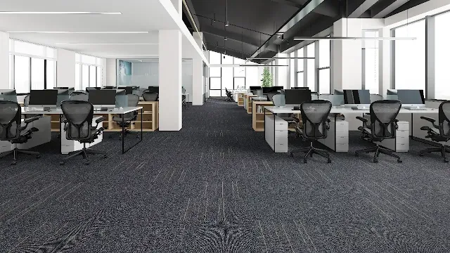 Thảm trải sàn văn phòng giá rẻ sử dụng thảm tấm mã S10 kết hợp M07