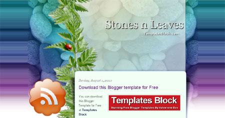 Stones Leaves Fresh Web2.0 Blogger Template