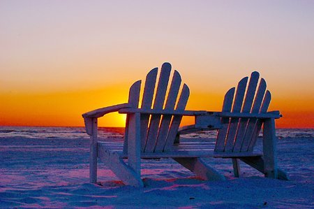 sunset on beach.