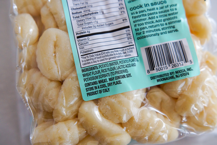 Trader Joe's Gnocchi ingredients