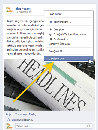 Facebook embed özelliği