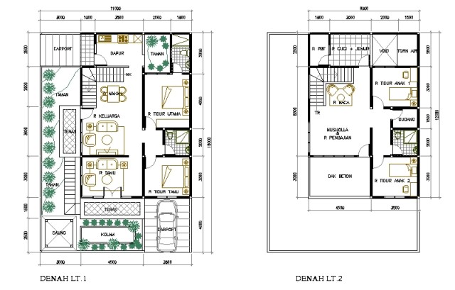 Contoh Denah Rumah  Hook  2  Lantai  Yang Cantik 