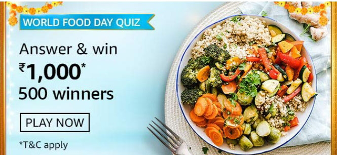 Amazon World Food Day Quiz answers of 12th October 2020.