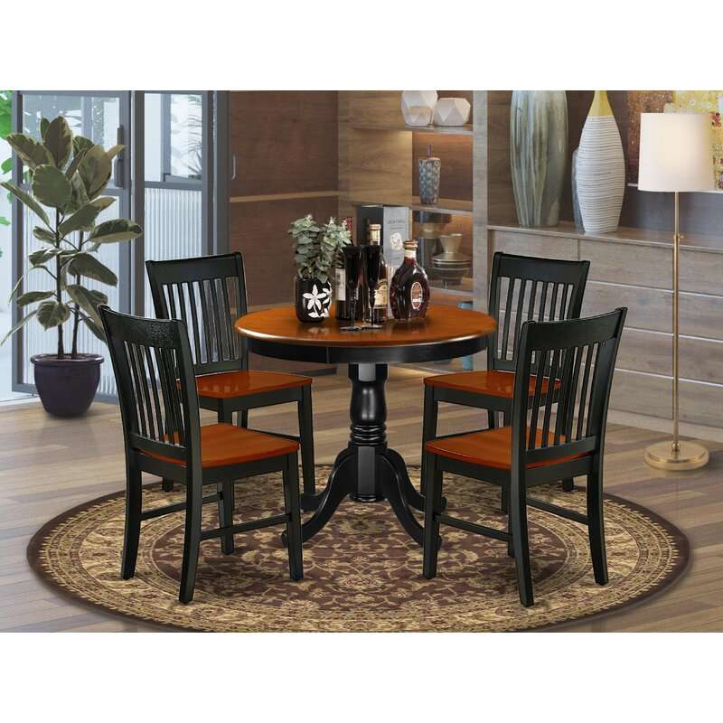 Delois 5 Piece Solid Wood Dining Set by Alcott Hill