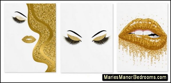 gold beauty wall art gold beauty posters gold lips gold eyeshadow gold hair wall art prints   beauty prints and posters - makeup gifts