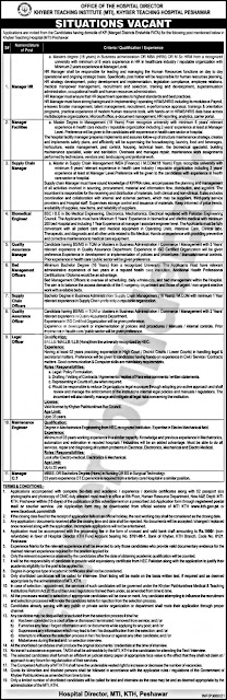 Latest government job khyber Teaching Hospital KTH Todaygovernment job 2021