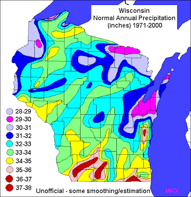 0 WI yearly precip Wisconsin Weather