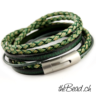 vintage series green herrenarmband und lederarmbänder sowie wickelarmbänder von thebead 