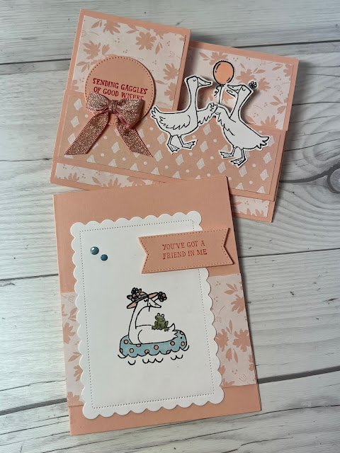 Hand stamped greeting cards using Stampin' Up! Silly Goose Stamp Set
