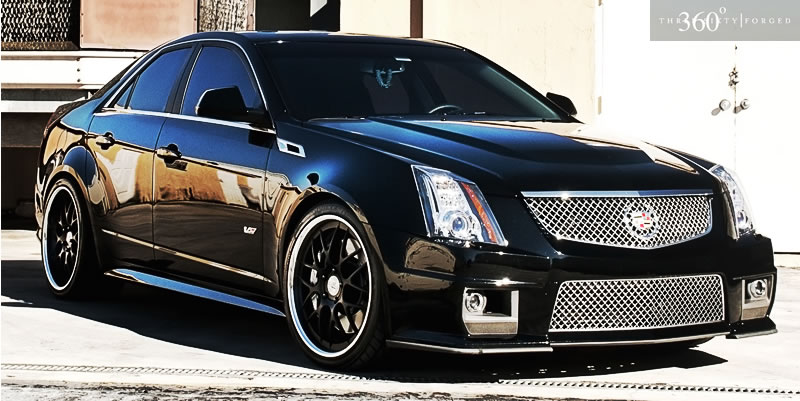 Cadillac CTS V tricked out custom 360 forged wheels black front