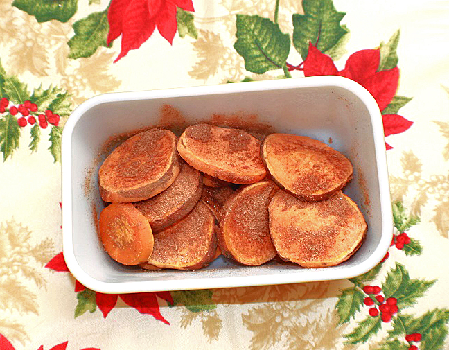 these are sweet potato slices with cinnamon on them