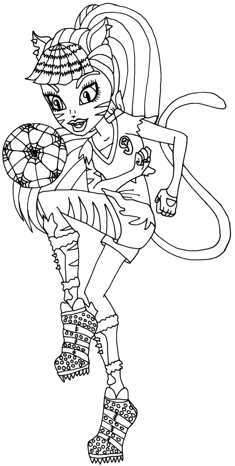 Free printable monster high Ghoul Sports coloring page for Toralei Stripe