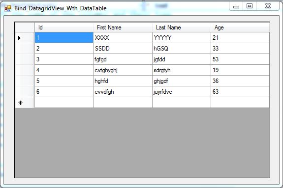 VB.NET Fill DataGridView Using DataTable