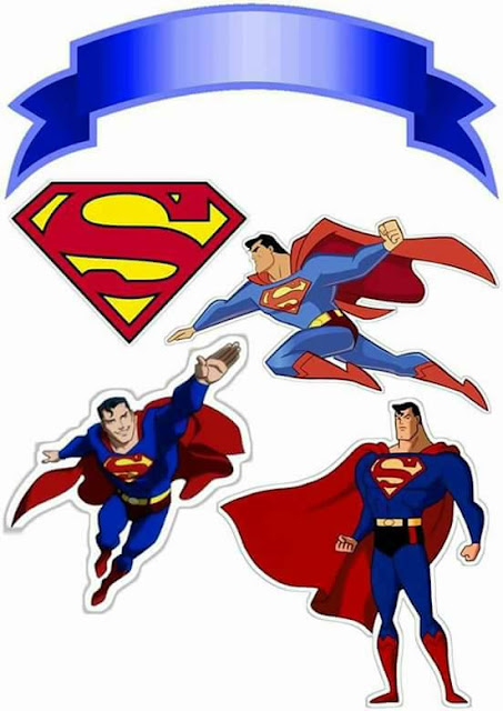 Cartoon Superman: Free Printable Cake Toppers