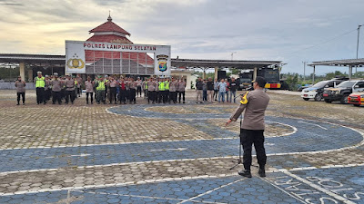 Polres Lampung Selatan Menggelar Apel Pengamanan Malam Takbir dan Hari Raya Idul Fitri 1445 H