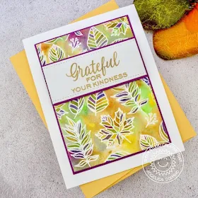 Sunny Studio Stamps: Elegant Leaves Frilly Frame Dies Fall Themed Grateful For You Card by Angelica Conrad