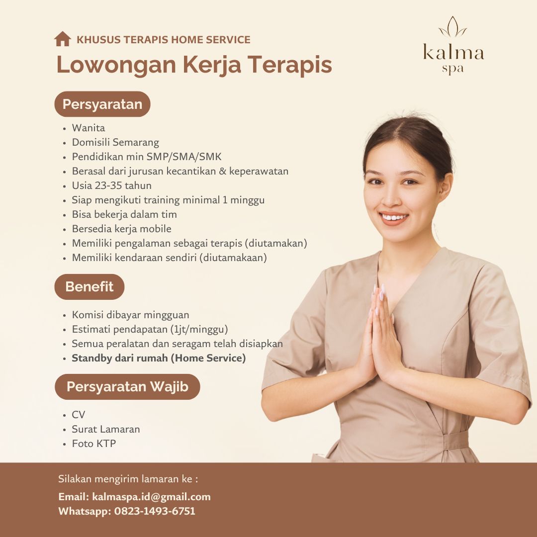 Loker Semarang Terbaru di Kalma Spa