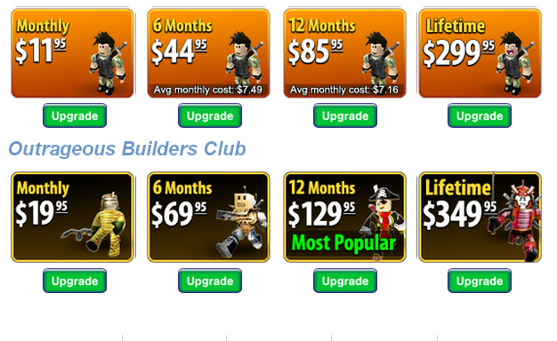 Roblox Moc Prices For Tbc And Obc - how to join builders club in roblox